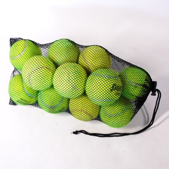 14 Tennis Racket Racquet Balls w/ Black Mesh Carry Bag Used Sporting Goods - Picture 1 of 5